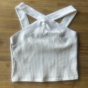 Zara White Ribbed Crop-Top
